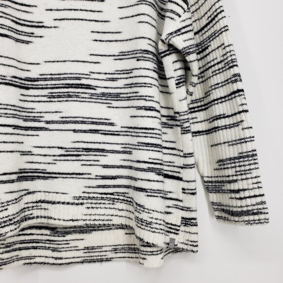 T by Talbots Mock Neck Space Dye Sweater LP Zip Detail Pullover Cream Black - Picture 6 of 8